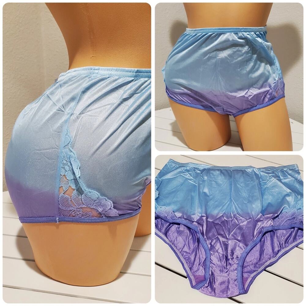 Vanity Fair Lace Nouveau Nylon Full Cut Panty Ombre Hypnotize Blue Purple 6/M